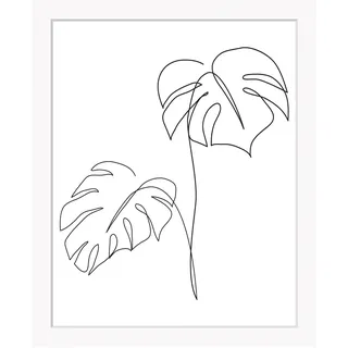 Queence »Fabrice« Blätter Kunst Pflanzen Pflanzenbilder Schwarz-Weiß 1 Stk. tlg. HD Premium Poster-Druck inkl. Holzrahmen,