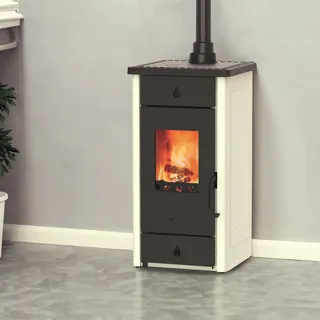 Wamsler Luke Kaminofen Stahl Schwarz/Weiß mit Kochstelle
