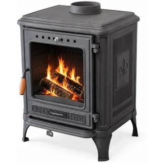 Hosseven Kaminofen Holzofen Gusseisen 7 kW Holz Ofen Kamin 8005 Heizofen , Schwarz , Metall , 51.6x68.3x45.8 cm , Elektrogeräte, Heizgeräte, Elektrokamine