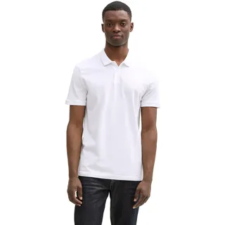 Poloshirt TOM TAILOR DENIM, Herren, Gr. XXL, weiß, Piqué, Obermaterial: 100% Baumwolle, unifarben, regular fit taillenbedeckt, gerader Abschluss, Shirts Poloshirt