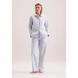 Pyjama SEIDENSTICKER, Damen, Gr. 46, hellblau, 100% Baumwolle, gestreift, Homewear-Sets Pyjama
