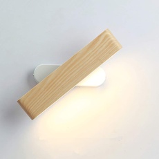 Martll Wandleuchte LED Wandlampe Innen Holz Wandbeleuchtung 360° Drehbare Wandlicht für Wohnzimmer Schlafzimmer Treppenhaus Flur Warmweiß Nachttischlampe (28cm)