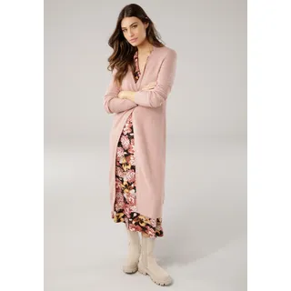 Longstrickjacke LAURA SCOTT, Damen, Gr. 36/38, rosa (rosa, melange), Strick, Obermaterial: 50% Viskose, 28% Polyester, 22% Polyamid, meliert, Basic, figurumspielend, tiefer V-Ausschnitt, Strickjacken Longstrickjacke, aus kuscheliger Strickqualität, Topseller
