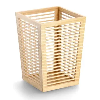 Papierkorb für Büro aus Bambus, 23,5 x 23,5 x 33 cm - Braun
