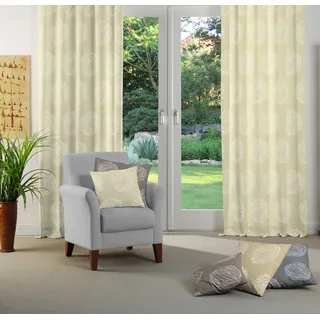 Vorhang WIRTH "Kingston" Gr. 4, beige (creme), B:135cm H:245cm, Jacquard, Polyacryl, Polyester, Gardinen, Vorhang