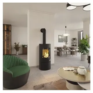 Kaminofen Haas & Sohn Solido Stahl schwarz 6,5 kW mit Holzfach