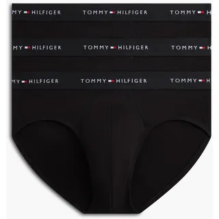 Slip "3P BRIEF DTM", Herren, Gr. L (52), 3 Stk., schwarz, schwarz, schwarz, Jersey, Obermaterial: 95% Baumwolle, 5% Elasthan, TOMMY HILFIGER UNDERWEAR, körpernah, Unterhosen Slip, mit Logo-Elastikbund