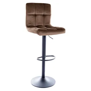 C-105 Barhocker für Kücheninsel und Küchentresen, 360° drehbar, höhenverstellbar (Sitzhöhe 65–86 cm), belastbar bis 90 kg, kratzfest, schwer entflammbar, Dunkelbeige - Beige
