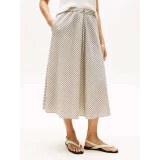 Tommy Hilfiger A-Linien-Rock »CRINKLE VISCOSE MIX MIDI SKIRT« mit Streifenmuster, mit Tunnelzug am Bund, schwarz