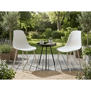 Gartenmöbelset OSAKA SIRVON – 2 Stühle und ein runder Tisch, weiß