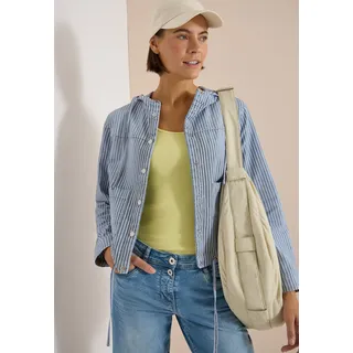 Cecil Hemdjacke mit Kapuze Overshirt mit Kapuze und Streifen, mid blau wash