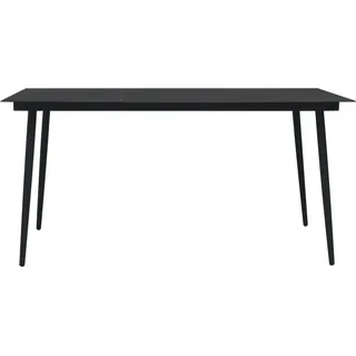 vidaXL Garten-Esstisch Schwarz 190x90x74 cm Stahl und Glas - Schwarz