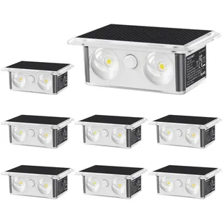 TECKNET Solarlampen für Außen, Außenwandleuchten Wetterfest, Up and Down, IP66 Wasserdicht, 3 Farbmodi Solar Lampe Outdoor für Gärten Terrassen Balkone Veranden Zäune, 8 Stück
