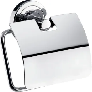 EMCO Polo Papierhalter mit Deckel, fein geschwungener Toilettenpapierhalter zur Wandmontage, hochwertiger Klorollenhalter aus Metall, chromfarben