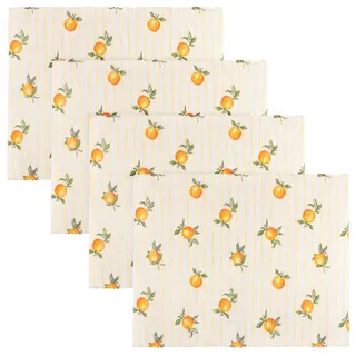 furn. Fruits Oranges Tischsets – Waschbares Gestreiftes Obst Satz Von 4 Schnelltrocknenden Platzsets (Gelb – 46x36cm)