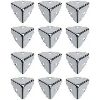 Create idea 12 Stück 25 x 25 x 25 mm Eckverstrebungsschutz Winkel Kantenschutz Abdeckung Klammern Chrom für Holz Kofferraum Box Truhe Koffer Flightcase