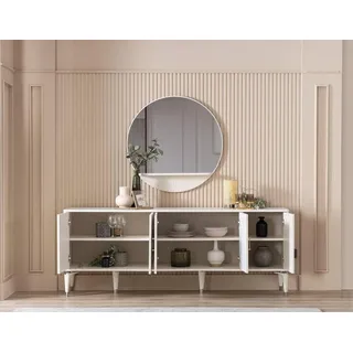 Sideboard Anrichte mit Spiegel Gruppe Kommode Holz Weiß Esszimmer - Weiß