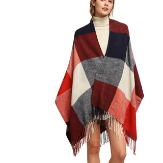 Oak & Tea Damen Schals Winter Warm Tartan Schals Kaschmir Gefühl Wraps, Schal Geschenke für Frauen (Rot)