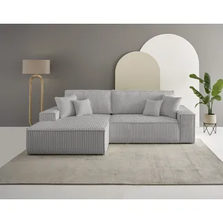 OTTO home »FINNLEY, L-Form 257 cm, Schlafsofa« mit Bettkasten, in Bouclé, Struktur fein und Mega Cord,