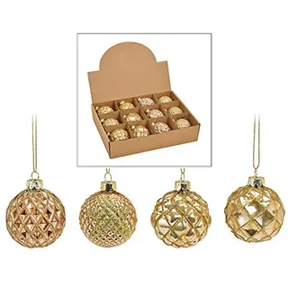 12 Weihnachtskugeln aus Glas – Ø 6 cm – Christbaumkugeln Set – Glaskugeln für Weihnachtsbaum – edle Tannenbaum Deko – klassisch, modern & elegant – Weihnachtsdeko Baumkugeln (Gold)
