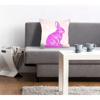 queence Dekokissen »Hugo« mit einem pinken Hasen, pink