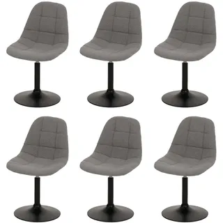 Mendler Esszimmerstuhl HWC-A60 Stoff grau 6er Set