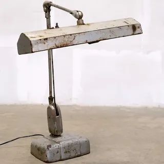 Industrial Tischlampe Eisen – Authentische Vintage Schreibtischlampe - Silber