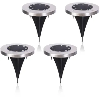 AmeliaHome Solarlampen Wegeleuchten Bodenleuchten 4 Stück Gartenlampen Außenleuchten kaltweiß Solux