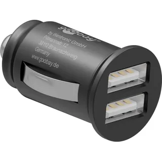 goobay Dual USB-Autoladegerät, Auto Ladegerät, (2xUSB) 12W max.2.4A (12/24V) 2xUSB