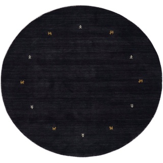 carpetfine Gabbeh-Uni Wollteppich 80 cm schwarz