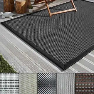 Outdoor-Teppich Mit Bordüre aus Kunststoff wetterfest & rutschsicher Lucca 70x130 cm - Schwarz