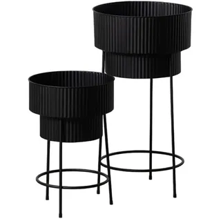 BigBuy Garden Pflanzkübel Set schwarz Eisen 39,5 x 39,5 x 74 cm (2 Stück)