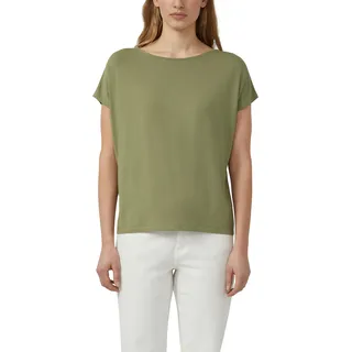 T-Shirt S.OLIVER, Damen, Gr. 46, khaki, Jersey, Obermaterial: 95% Viskose, 5% Elasthan, regular fit taillenbedeckt, Rundhals, Shirts T-Shirt, mit Markenlabel