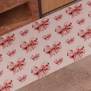 PETTI Artigiani Italiani - Küchenteppich, rutschfest, waschbar, Küchenläufer, Küchenläufer, 52 x 80 cm, rosa Schleifen-Design, 100% Made in Italy