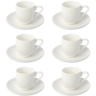 Schramm® Espressotassen Set aus Porzellan 6er Set wählbar in 3 verschiedenen Farben 6 Espresso Tassen mit 6 Untertassen 75ml Espressotassenset Kaffee Tassen Tasse 12-teilig, Farbe:weiß matt