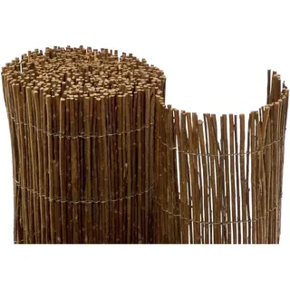 NOOR Weidematte Deluxe 0,90 x 3,00m I Natürliche Weidesichtschutzmatte mit verwobenem, verzinktem Draht für hohe Stabilität I Terrassen- und Balkon-Windschutz