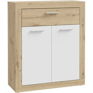 Forte Baccio 83 x 98,2 x 33,8 cm weiß / Artisan Eiche, 2-türig, Schublade
