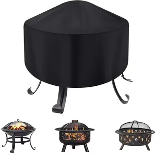 Feuerschalen-Abdeckung Rund, Schutzhülle für Feuerschale, Abdeckung Feuerschalen für Garten,Terrasse und Balkon, Outdoor Barbecue Staubschutz (Schwarz,55x50cm)