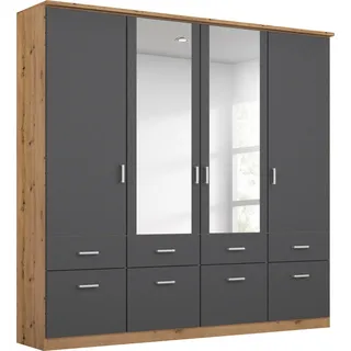 Bremen 181 x 199 x 58 cm grau/Eiche Artisan Nachbildung mit Spiegel