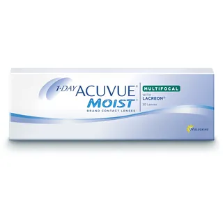 ACUVUE MOIST 1-DAY Multifocal Tageskontaktlinsen spenden Feuchtigkeit – Tageskontaktlinsen mit -2.00 dpt, Add. Hoch und BC 8.4 – UV Schutz & Komfortables Tragegefühl – 30 Linsen