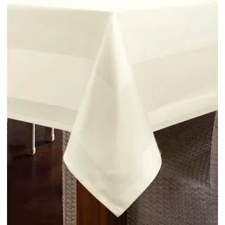 texpot Tischdecke 130 x 170 cm mit Atlaskante aus 100% Baumwolle - Farbe Sekt - 90 Grad waschbar Damast