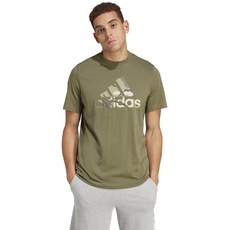 adidas Men's Camo Badge of Sport Graphic Tee T-Shirt, Olive Strata, S Tall