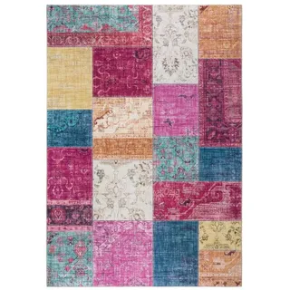 -LUXOR- living Teppich Wohnzimmer Prima im Vintage Design - Wohnzimmerteppich Teppich Kurzflor Digitaldruck in zeitlosem Design Multi 120 x 170 cm