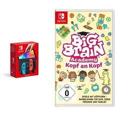 Nintendo Switch (OLED-Modell) Neon-Rot/Neon-Blau + Big Brain Academy: Kopf an Kopf - [Nintendo Switch]