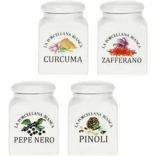 La Porcellana Bianca Weißes Porzellan-Gewürz-Set, 4-teilig, Conserva-Kollektion