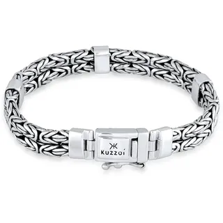Kuzzoi Silber Königsketten Armband für Herren handgefertigt, Herrenarmband aus massivem 925er Sterling Silber, Glieder Armband für den Mann, Königskettenarmband Männer, Breite 8 mm, Länge 21 cm