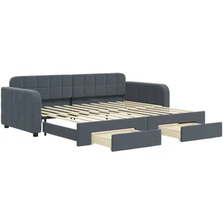 vidaXL Tagesbett Ausziehbar mit Schubladen Dunkelgrau 90x200 cm Samt - Grau
