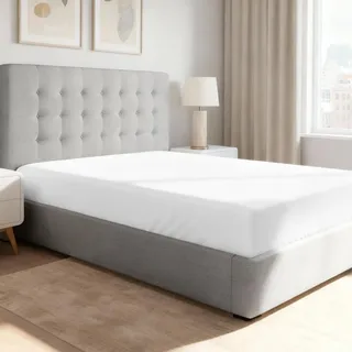 Pizuna Spannbettlaken 90x200-100x200 cm Baumwolle Weiß 600 Fadenzahl | 100% Langstapelige Baumwolle nur Spannbetttuch, Weiche Mako Satin-Webart passt bis zu 40cm Matratzenhöhe