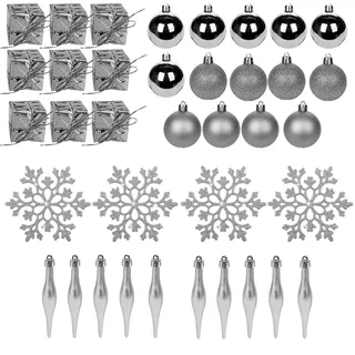 Weihnachtskugel Gemischtes Baumdekoration Set Mit 37 Stück - Silber