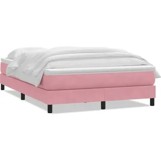 vidaXL Boxspringbett mit Matratze Rosa 160x220 cm Samt - Rosa
